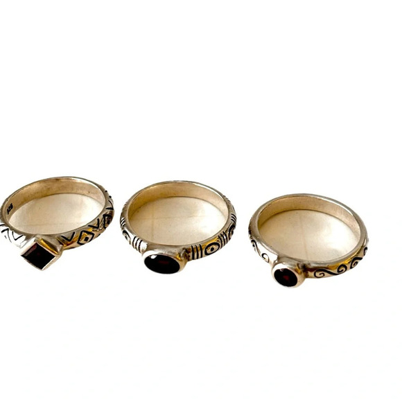 Brighton Sterling Silver and Garnet Stackable 3 rings Sterling SilverSize 6 - Picture 5 of 8